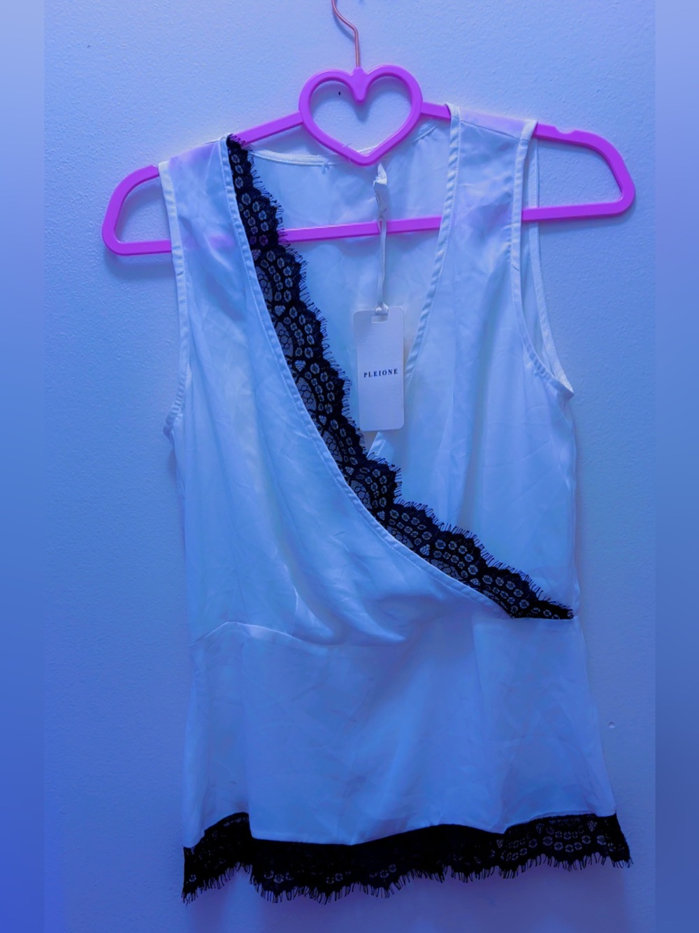 Pleione White Satin Lace-Trim Wrap Camisole